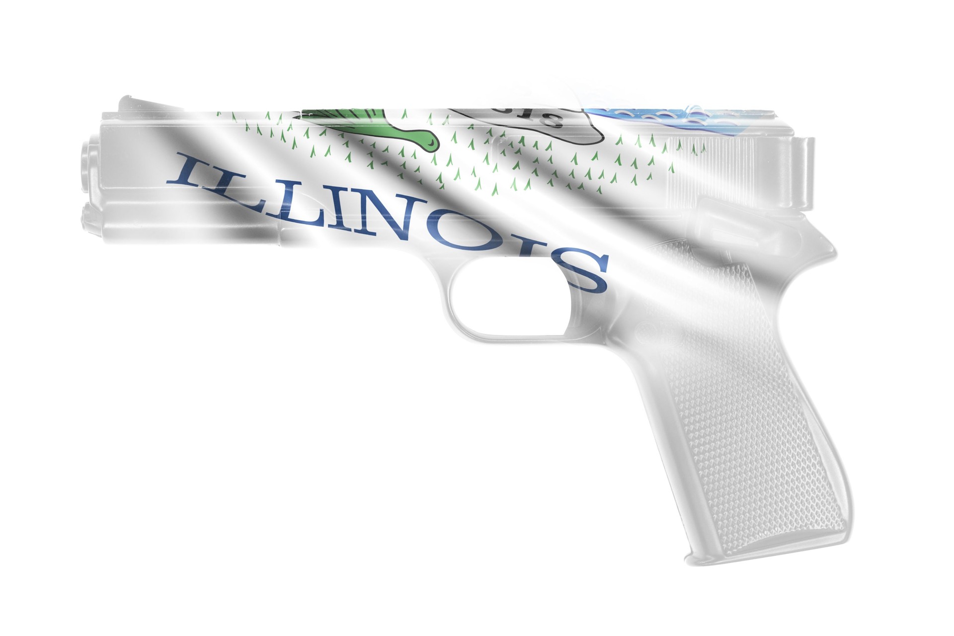 Gun wrapped in the Illinois state flag